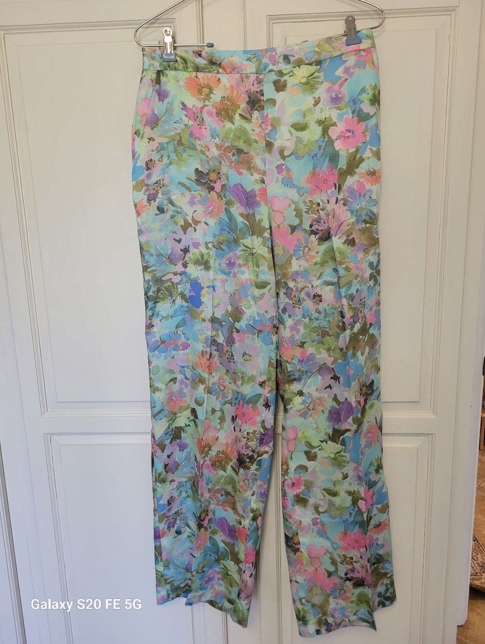 Zara Floral Wide-Leg Floral Pastel Polyester Pants